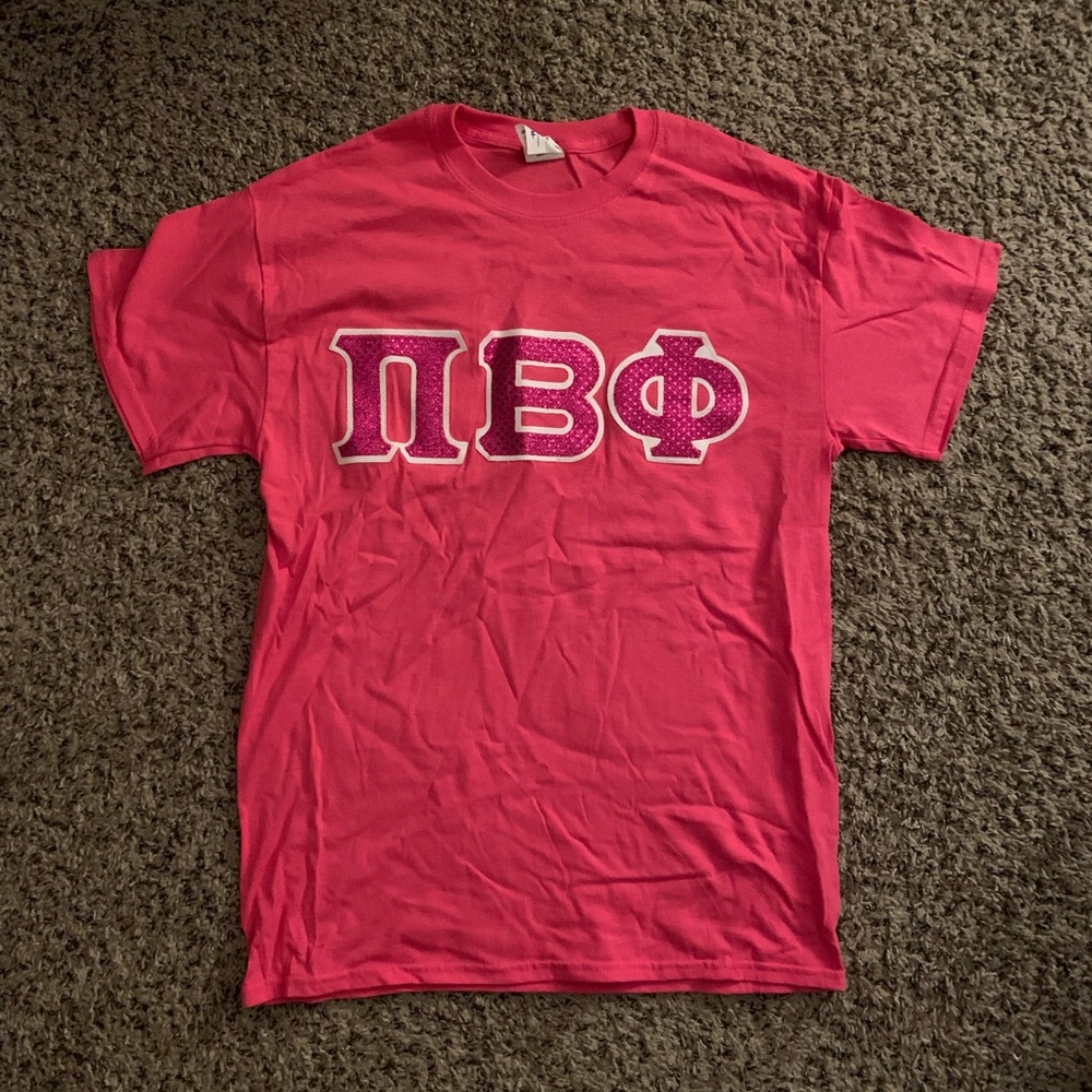 Hot pink sequined pi beta phi letters